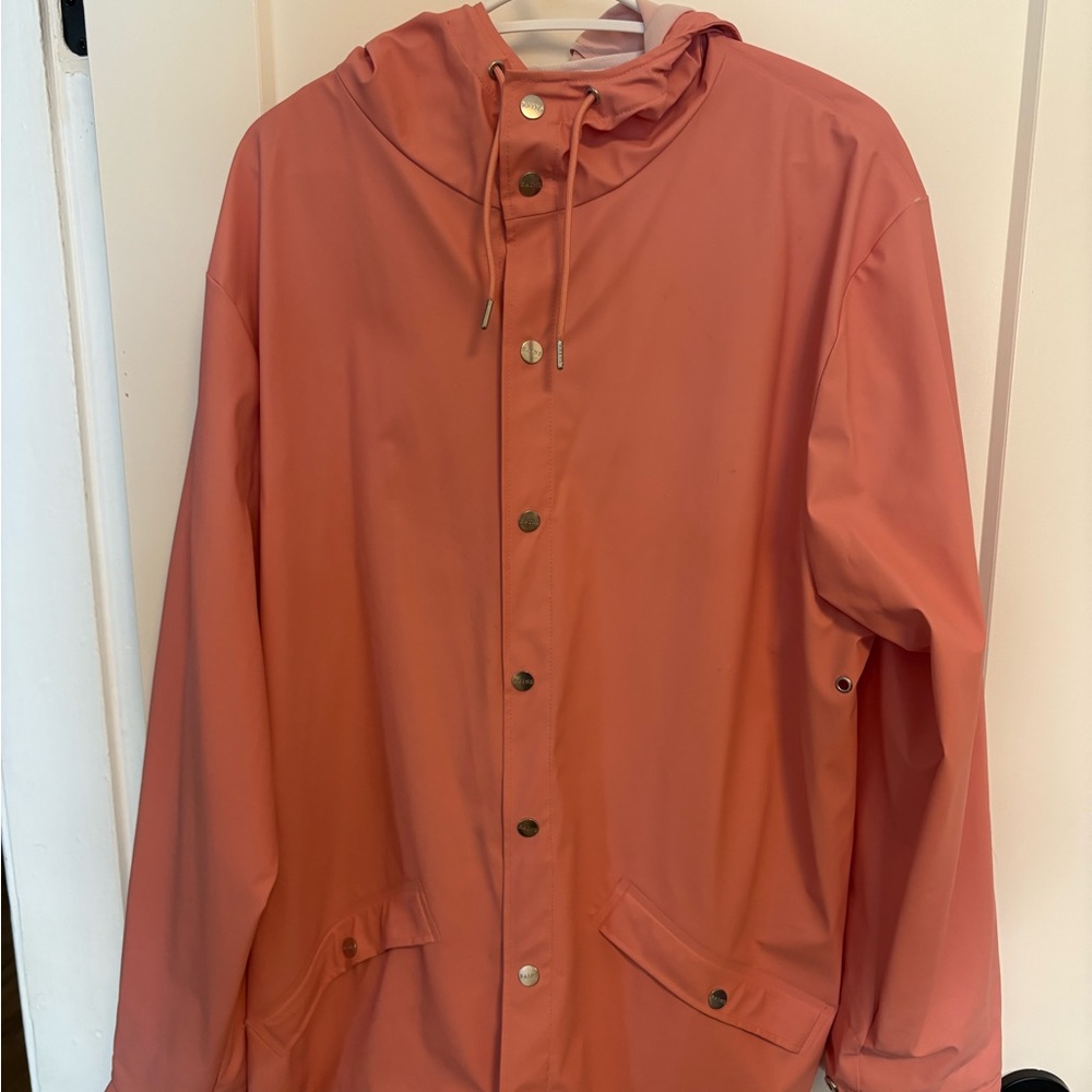 Rains Coral Raincoat with Hood